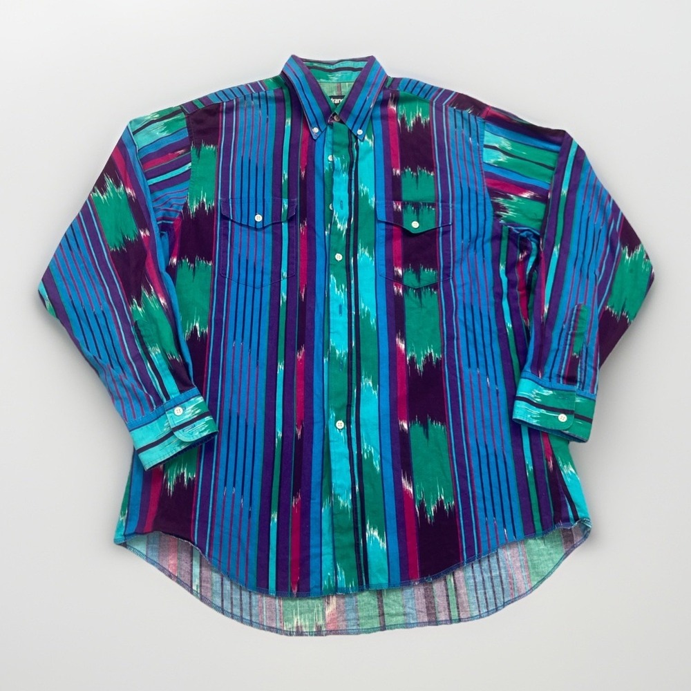 Vintage Wrangler Shirt Mens XL Aztec Navajo Brushpopper Western Cowboy 90s - Picture 1 of 6